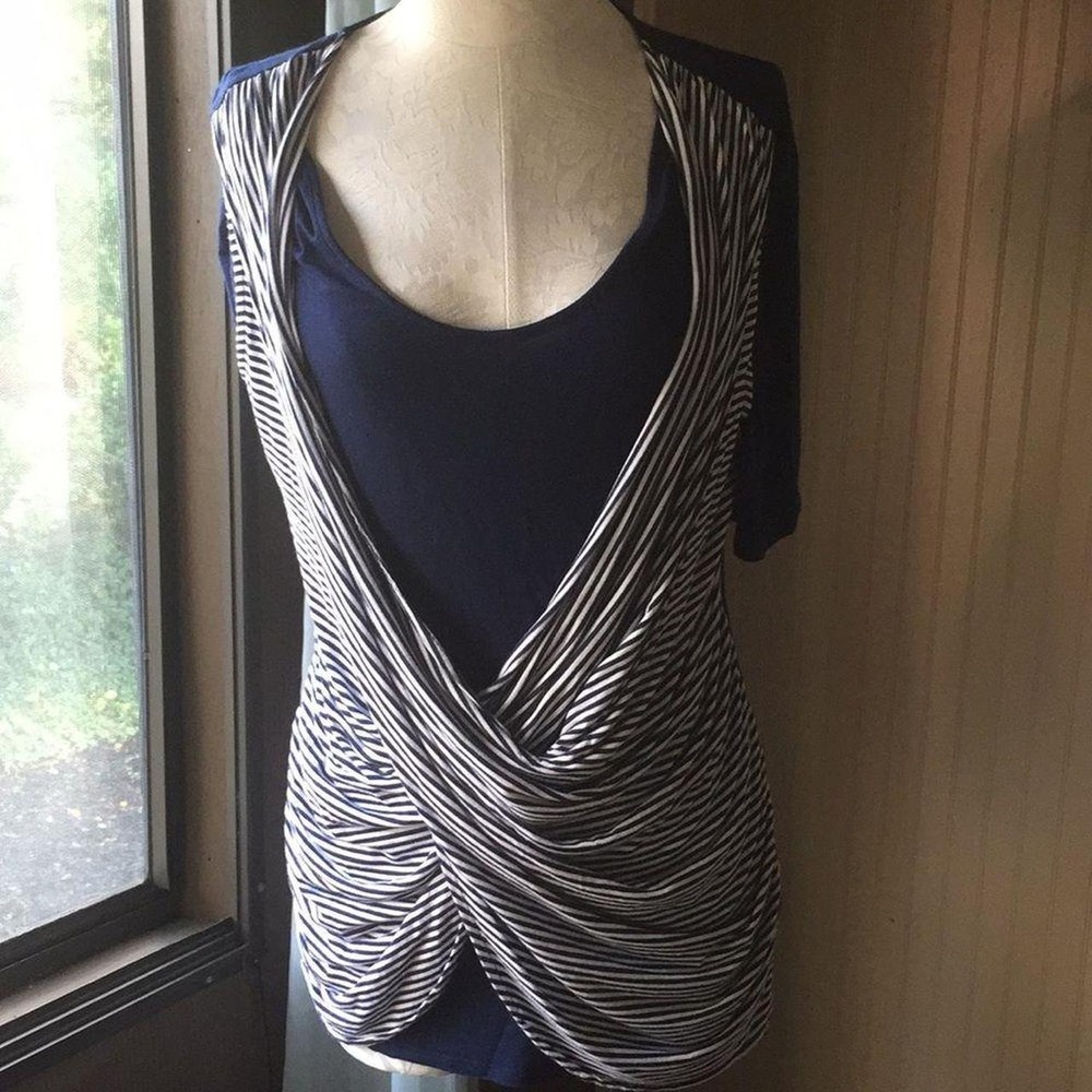 Philosophy blue and‎ white striped top
